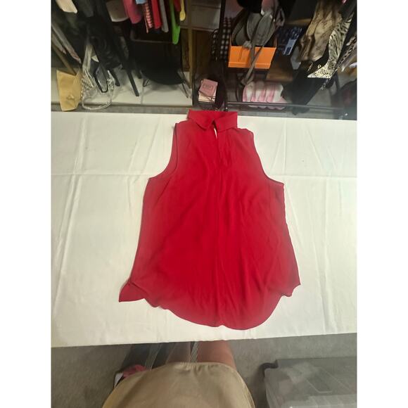 C&S Red Sleeveless Ruffle Blouse - Size M - Picture 9 of 10